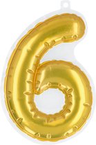 Boland - Folieballon sticker '6' goud Goud - Black & Gold - Black & Gold - Verjaardag - Jubileum - Raamsticker - NYE
