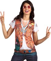 Boland - Fotorealistisch shirt Hippie (M) - Volwassenen - Hippie - 60's & 70's - Hippie & Flower Power