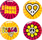 Boland - 4 Buttons Hippie - Volwassenen - Unisex - Hippie - 60's & 70's - Hippie & Flower Power
