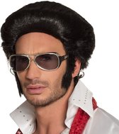 Boland - Pruik Rock 'n Roll de luxe Zwart - Steil - Kort - Mannen -