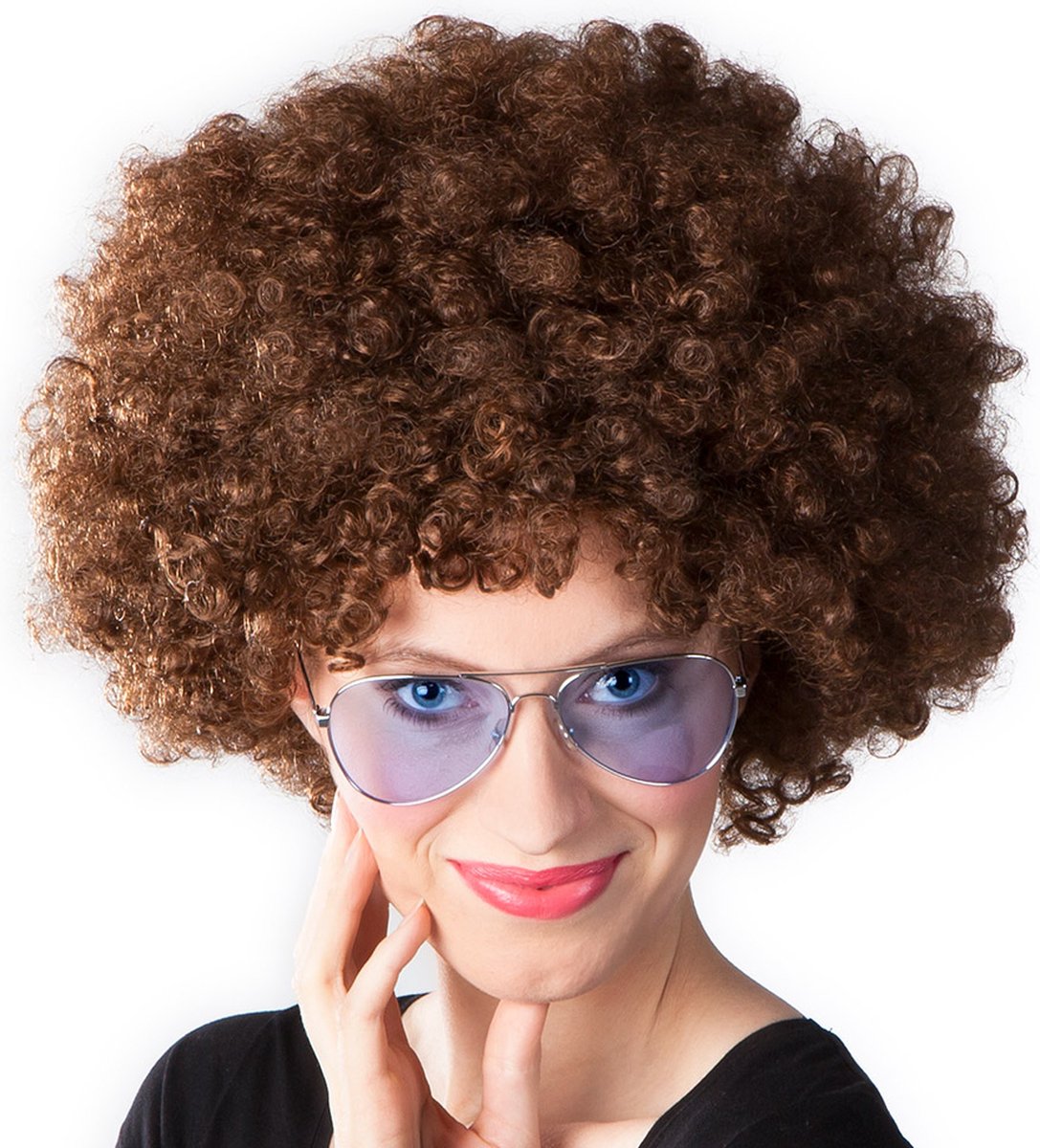 Boland - Pruik Groove bruin Bruin - Afro - Kort - Unisex - Danser/danseres - 70's, 80's & 90's - Disco — afbeelding 8