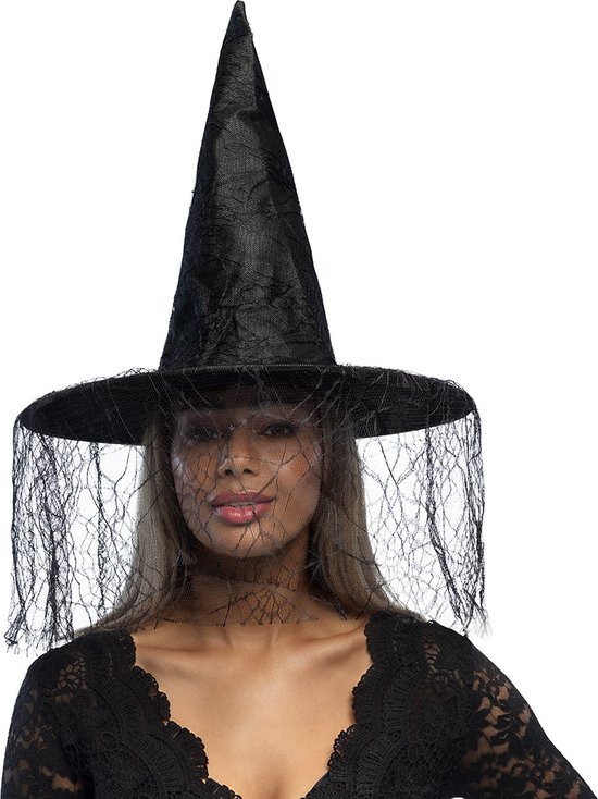 Adulte Femmes Noir 43cm Sorcière Chapeau Halloween Accessoire