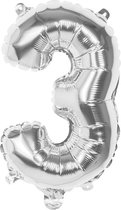 Boland - Folieballon '3' zilver (66 cm) 3 - Zilver - Cijfer ballon