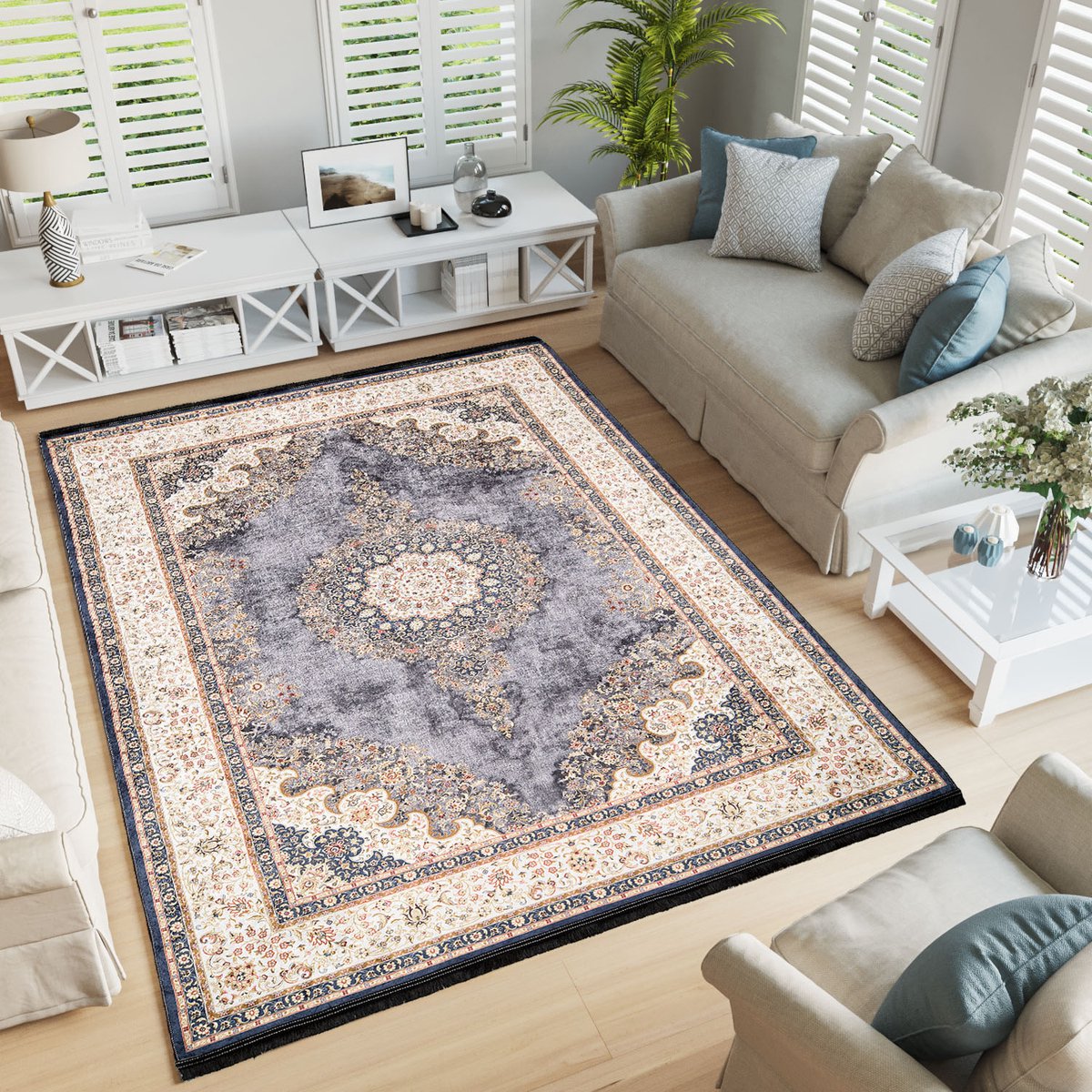 Tapiso Victoria Vloerkleed Laagpolig Antislip Vintage Tapijt Maat- 160x230