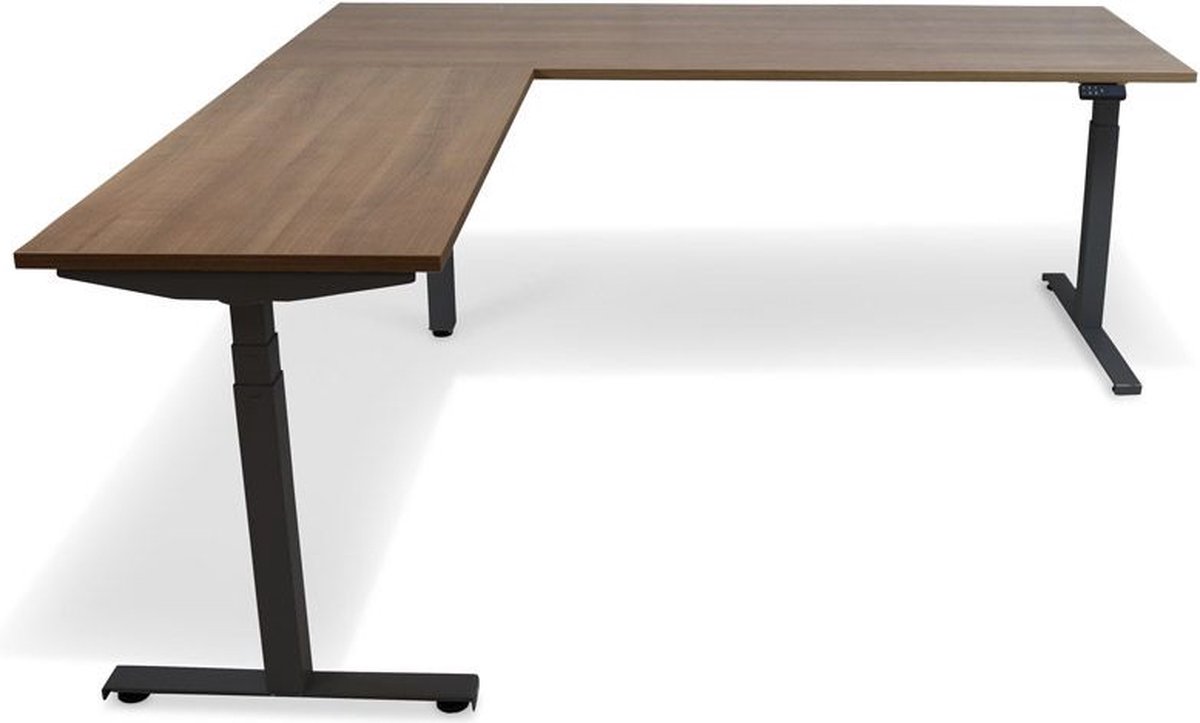 Roomforthenew Heathrow Hoek - Bureau - Bureautafel - Gaming bureau - Computertafel - Hoekbureau  Havanna - Verstelbaar bureau - Gaming Desk - Bureau tafel - Hoekbureau verstelbaar - Zit sta bureau elektrisch  Zwart onderstel-- blad- onderstel- x120