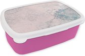Broodtrommel Roze - Lunchbox Cement - Beton - Retro - Industrieel - Wit - Blauw - Brooddoos 18x12x6 cm - Brood lunch box - Broodtrommels voor kinderen en volwassenen