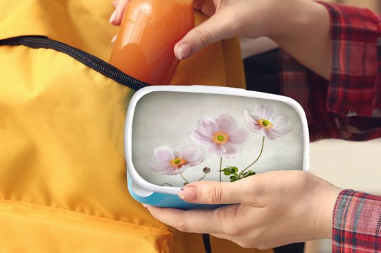 Lunch box Blauw - Lunch box - Boîte à pain - Fleurs - Nature morte - Peinture à l'huile - Coquelicot - Rose - 18x12x6 cm - Enfants - Garçon