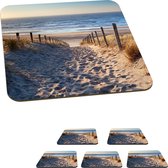 Onderzetters voor glazen - Strand - Zee - Nederland - Duinen - Zon - 10x10 cm - Glasonderzetters - 6 stuks
