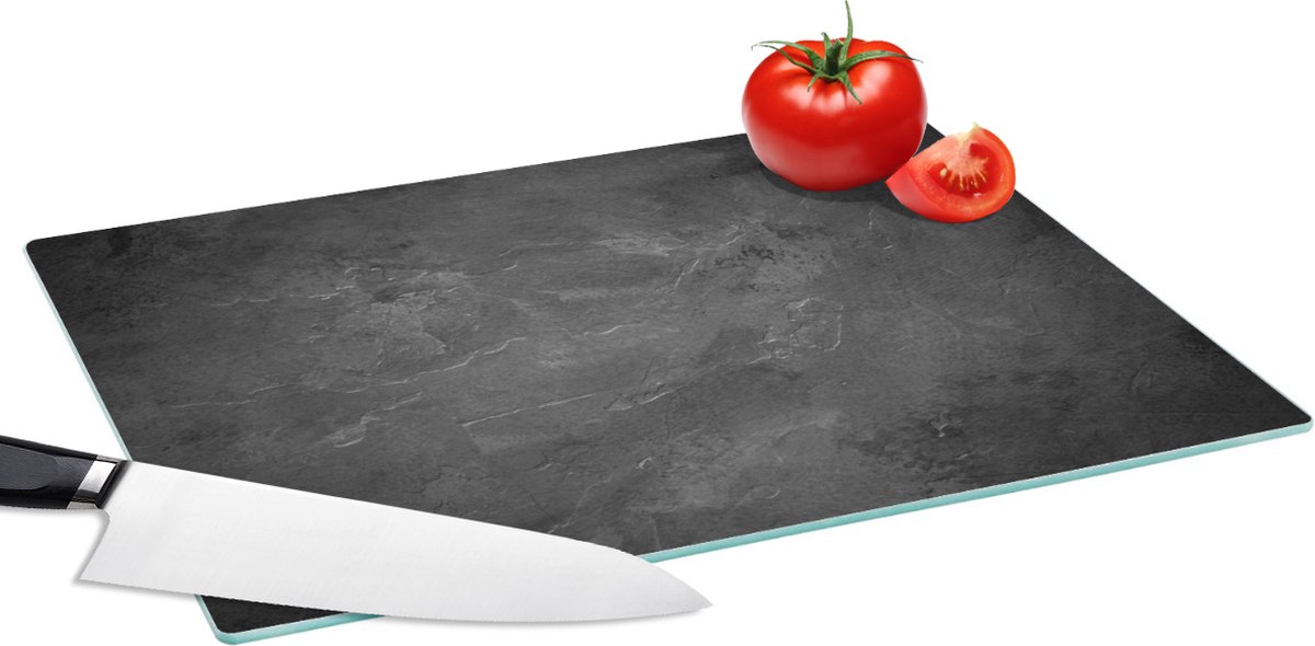 Glazen Snijplank - 39x28 - Structuur - Cement - Beton - Grijs - Vintage - Snijplanken Glas