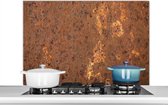Spatscherm keuken 100x65 cm - Kookplaat achterwand Bruin - Oranje - Abstract - Vintage - Roest print - Patroon - Muurbeschermer - Spatwand fornuis - Hoogwaardig aluminium