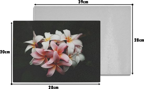 Planche à découper en Verres - 28x20 - Fleurs - Rose - Zwart - Flora - Botanique - Planches à découper en Glas