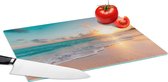 Glazen Snijplank - 39x28 - Zonsondergang - Strand - Zee - Zomer - Blauw - Snijplanken Glas