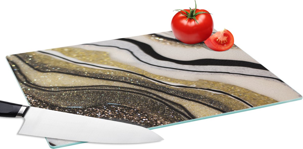 Glazen Snijplank - 39x28 - Edelsteen - Abstract - Marmer - Natuur - Snijplanken Glas