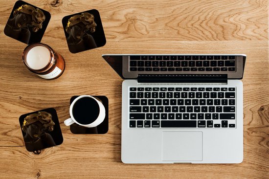 Sous- Sous-verres à lunettes - Femme - Foulard - Or - Luxe - 10x10 cm - Sous-verres en verre - 6 pièces