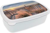Lunch box Wit - Lunch box - Boîte à pain - Plage - Mer - Dune - Coucher de soleil - Paysage - 18x12x6 cm - Adultes