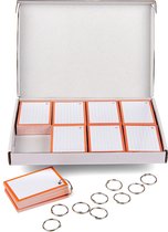 Flashcards 500 stuks A7 - 7.5x10.5cm Oranje met perforatie en 10 XL ringen - FSC gecertificeerd duurzaam 300 grams karton - diervrije drukinkt - 100% vegan