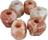 6x Waxinelichthouder / Theelichthouder zoutsteen Himalaya - Groot 1-1,5kg 10x8cm