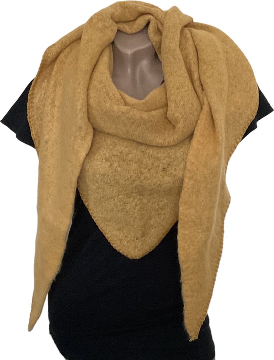 Écharpe Femme Triangulaire Chaude - Qualité Extra Épaisse - Ocre Jaune - 220 x 80 cm (9488)