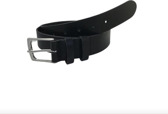 Leren broekriem 3,5 cm - Leren riem heren - Zwart - Nikkelvrije gesp - Maat 85 - Totale lengte 100 cm