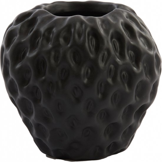 Vase Strawberry Zwart - Polyrésine Zwart Mat - 15x15x15cm (hxlxp) - Light & Living