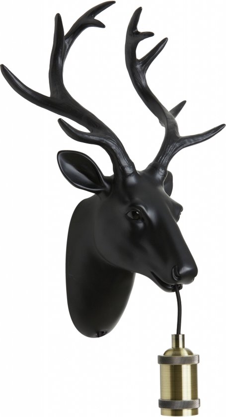 Light & Living - Applique Cerf - Zwart - 30 x 17,5 x 40 cm - Deer Light Noir - Lampe pour chiens