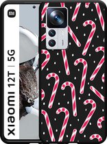 Xiaomi 12T / 12T Pro Hoesje Zwart Snoepstokken - Designed by Cazy