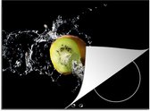 KitchenYeah® Inductie beschermer 70x52 cm - Kiwi - Fruit - Stilleven - Water - Zwart - Kookplaataccessoires - Afdekplaat voor kookplaat - Inductiebeschermer - Inductiemat - Inductieplaat mat