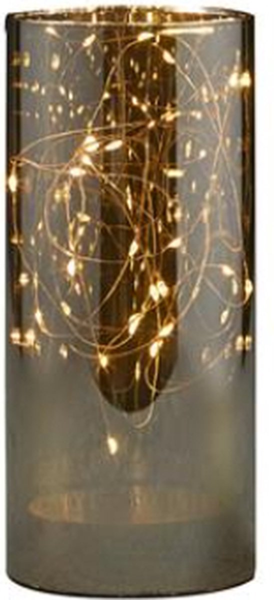 Luca Lighting - Windlicht zwart 20 led werkt op batterijen - h20xd9cm - Woonaccessoires en seizoensgebondendecoratie