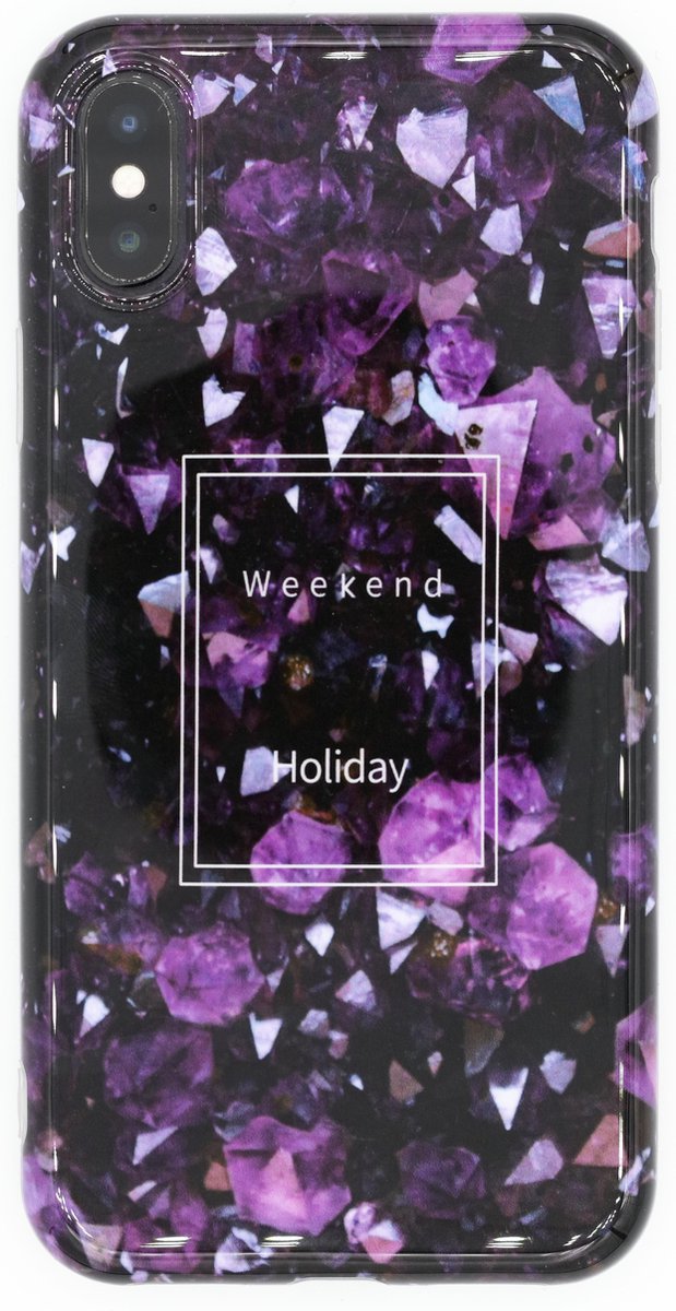 Geschikt voor Luxe Glitter Back cover voor Apple iPhone X - iPhone XS - Paars - Holiday
