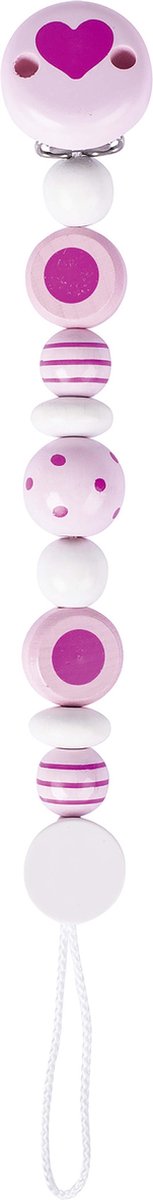 Goedkoopste Heimess | Houten speenkoord Kralen - Stippen & Strepen - Roze