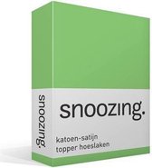 Snoozing - Katoen -Satin - Hoeslaken - - Topper Jumeaux - 200x220 cm - Lime