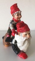 Gardsnisser: Gnome Santa with Playing Child H12xB11xD6cm