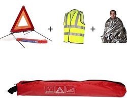 veiligheidsset auto 3- delig| gevaren driehoek| reflecterend vest| isolatiedeken| ANWB| autobenodigheden