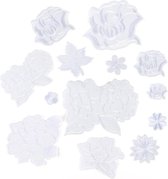 Witte bloem Series -13 delige set -stof & strijk applicatie