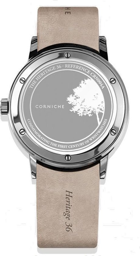 Corniche Heritage 36 C45194 Dames Horloge - Zilver Staal - Zwart Leer - Vlindersluiting - 5ATM Waterdicht