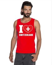 Rood I love Zwitserland fan singlet shirt/ tanktop heren L