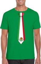 Groen t-shirt met Mexico vlag stropdas heren 2XL