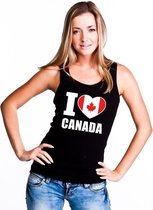 Zwart I love Canada supporter singlet shirt/ tanktop dames - Canadees shirt dames L