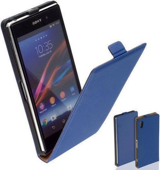 koud provincie Wrak TCC Luxe Leder hoesje Sony Xperia Z1 Flip Case/Cover - Blauw | bol.com
