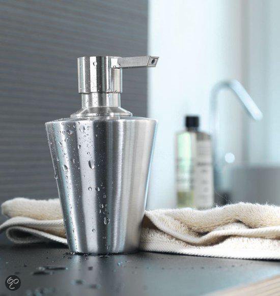 Spirella Max Light Collection Vloeibare Zeepdispenser 8,5 x 10,5 x 14,5 cm, verchroomd metaal en porselein, wit