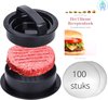 foto van 3 in 1 Hamburgerpers - Burgerpers - Hamburgermaker - inc. 100 Waxpapiertjes - Gratis Ebook