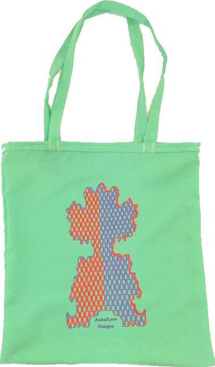 Anha'Lore Designs - Clown - Exclusieve handgemaakte tote bag - Appelblauwzeegroen