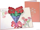 Popcards popup cards – Groot Bouquet Oeillets Fleurs Amour Amitié Anniversaire Fête des Mères Carte pop-up Carte de voeux 3D