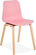 Alterego Scandinavische stoel 'PACIFIK' roze met natuurlijk houten poten