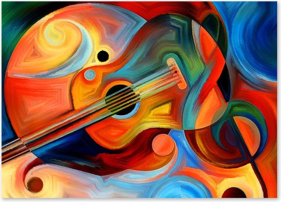 Graphic Message - Schilderij op Canvas - Gitaar - Gitarist - Muziek - Kleurrijk