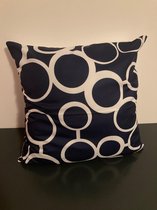 Kussenhoes Dark Blue-White - Donkerblauw-Wit - Sierkussen - 45x45 cm