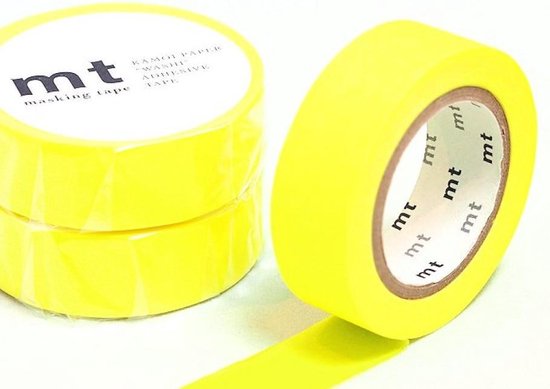 Washi Tape Knal Geel - 10 meter x 1,5 cm. - MT Masking Tape Shocking Yellow  | bol.com