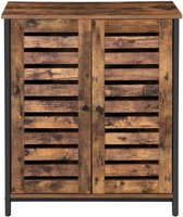 Segenn's Dressoir - Dressoir kasten - Met 2 lamellaire deuren - ladekast - Dressoir industrieel - Multifunctioneel - Industrieel - Vintage Bruinzwart - 70 x 30 x 80 cm (L x B x H)