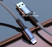 ReveriX Black ULTRA STRONG oplaadkabel - 1 meter - Zwart - Snelladen Compatibel - iOS - Nylon - Opladen - Kabel