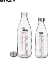 Maatfles - Maatbeker - Oliefles - Azijnfles - Opberg - Fles - Maatindicatie - Doseerfles -Glas - Flessen - set van 2